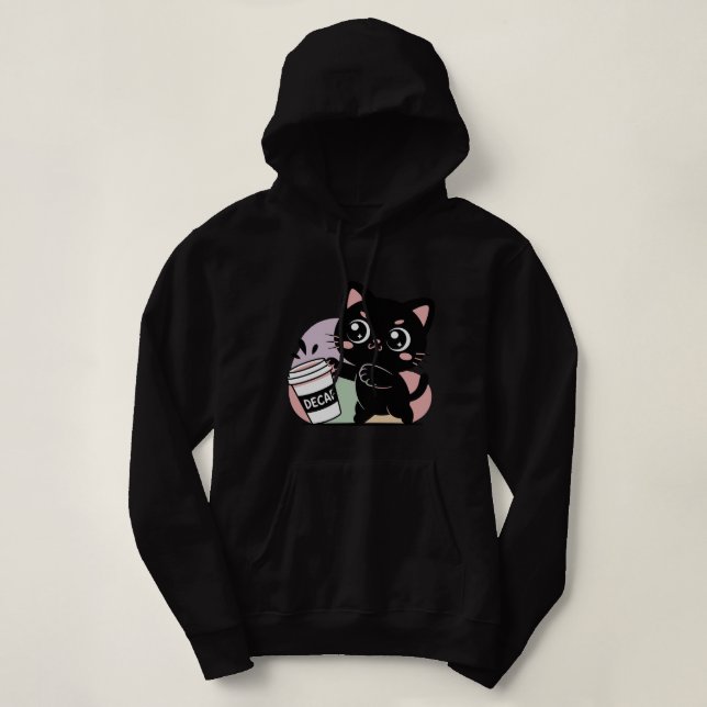 Black cat Coffee ( Decaff ) Hoodie (Design Front)