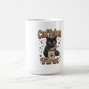 Black Cat Coffee Morning Design Mug