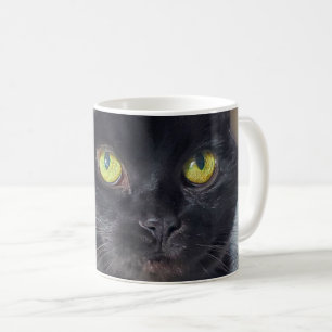 Black cat coffee mug