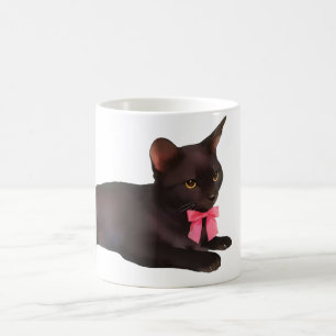  Black Cat Coffee Mug, Two-Tone Ceramic, Cat Lover Mug