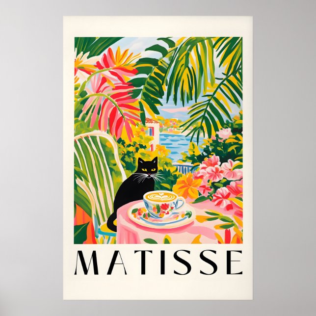 Black Cat Coffee Print Henri Matisse Style Kitchen (Front)