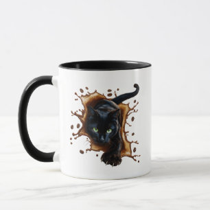 Black Cat Coffee Splash Mug