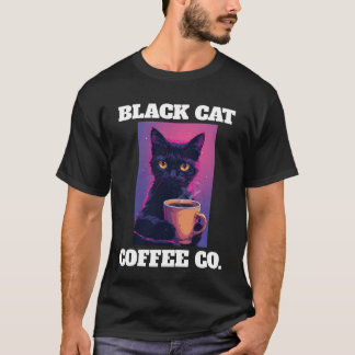 BLACK CAT COFFEE vintage neon Autumn t-shirt