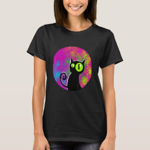 Black cat coloured background glowing eyes T-Shirt