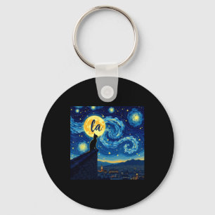 Black Cat Comma La Kamala Harris Halloween Starry Key Ring