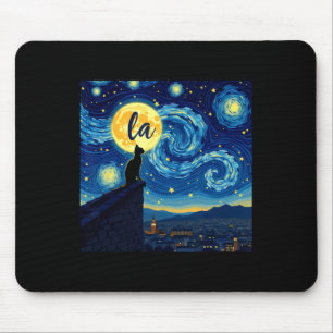 Black Cat Comma La Kamala Harris Halloween Starry Mouse Pad