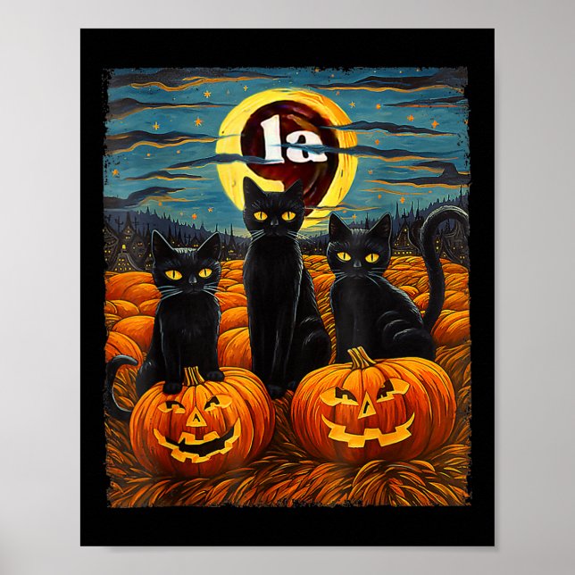 Black Cat Comma La Kamala Harris Tee Halloween Sta Poster (Front)