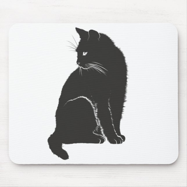 Black Cat Computer Mouse Mat IT Office Work (Front)