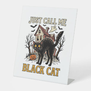 Black Cat Costume Haunted House Funny Halloween Sh Pedestal Sign