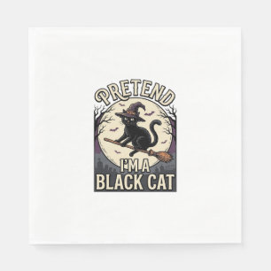 Black Cat Costume Vintage Halloween Witch Cat Shir Napkin