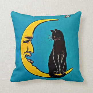 BLACK CAT & CRESCENT MOON PILLOW