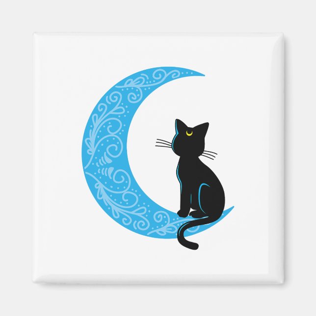 Black Cat Crescent Moon Sailor Mum  Magnet (Front)