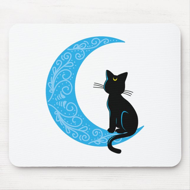 Black Cat Crescent Moon Sailor Mum  Mouse Pad (Front)