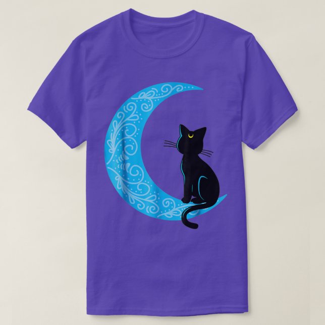 Black Cat Crescent Moon Sailor Mum  T-Shirt (Design Front)