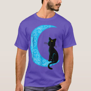 Black Cat Crescent Moon Sailor Mum  T-Shirt