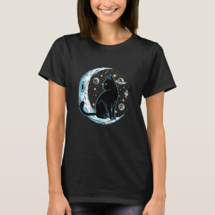 Black Cat Crescent Sailor-Moon Phases Astrology Pe T-Shirt