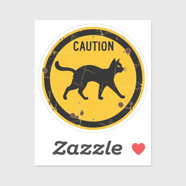 Black Cat Crossing – Halloween Caution Sign (Sheet)