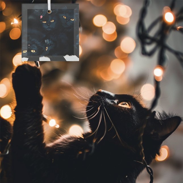 Black Cat Cuddle Glass Tree Decoration (Creator Uploaded)