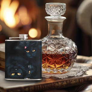 Black Cat Cuddle Hip Flask