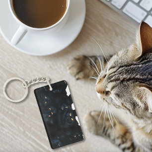 Black Cat Cuddle Key Ring