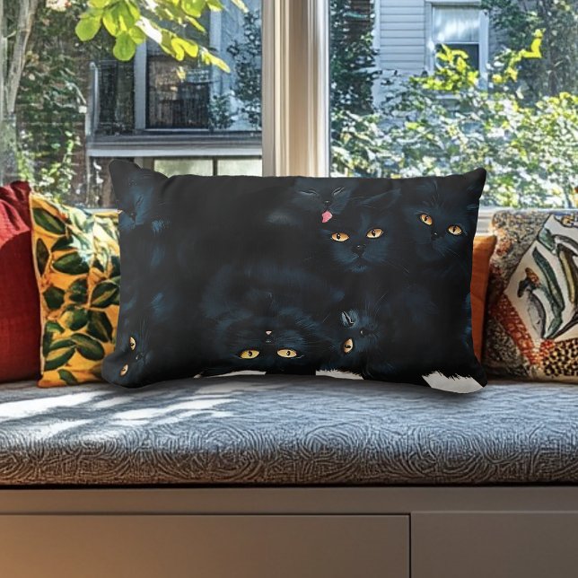 Black Cat Cuddle Lumbar Cushion (Creator Uploaded)