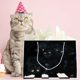 Black Cat Cuddle Pile Felines Cute Large Gift Bag