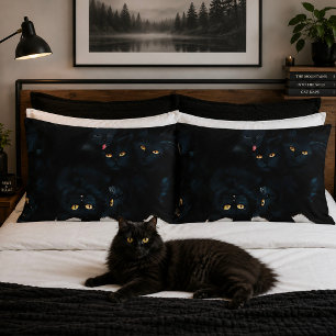 Black Cat Cuddle Pile Felines Cute Pillowcase