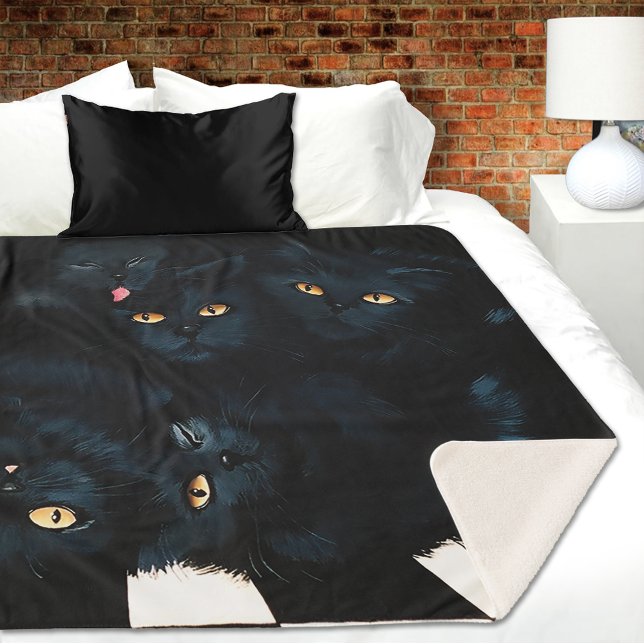 Black Cat Cuddle Sherpa Blanket (Creator Uploaded)