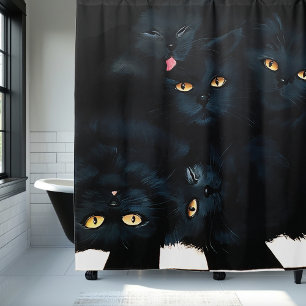 Black Cat Cuddle Shower Curtain