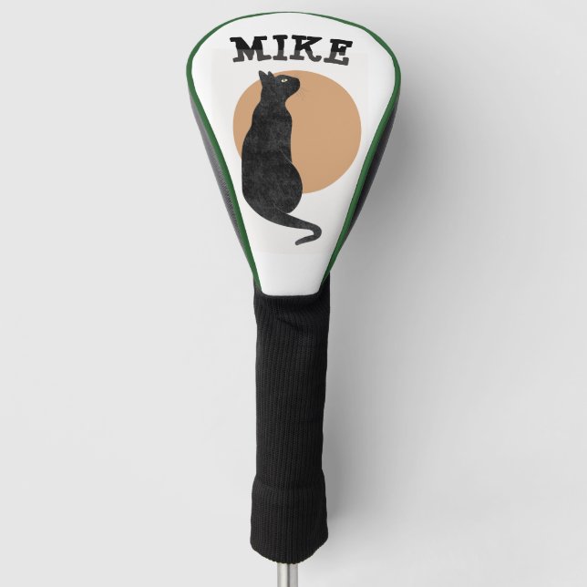BLACK CAT CUSTOM GOLF DRIVER COVER PERSONALIZED (Front)