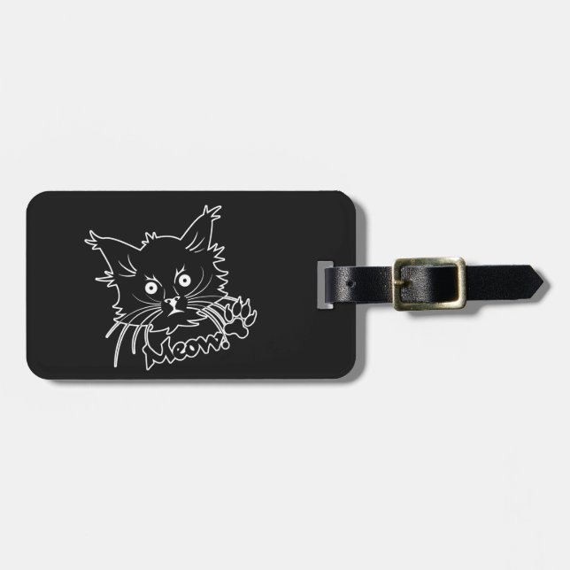 Black Cat custom luggage tag (Front Horizontal)