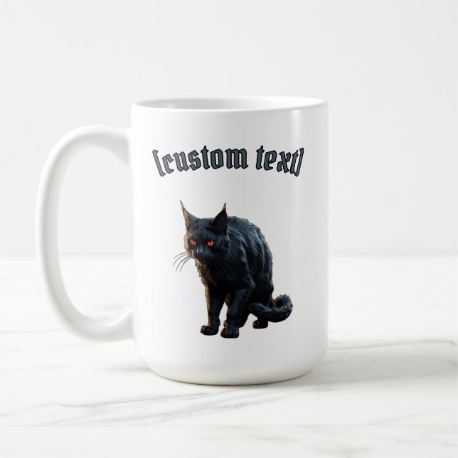 Black Cat –  Custom Text  Coffee Mug (Left)