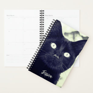 Black Cat Cute Animal Personalized Name Planner