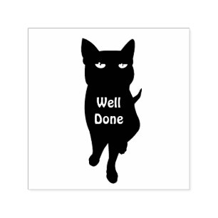Black cat cute feline self-inking stamp
