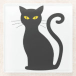 Black Cat Cute Glass Coaster<br><div class="desc">Black Cat Cute Glass Coaster</div>