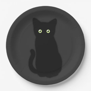 Black cat, cute kitten, spooktacular fun classic  paper plate