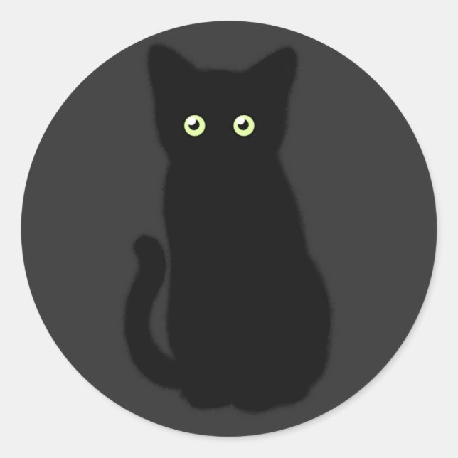Black cat, cute kitten, spooktacular fun classic round sticker (Front)