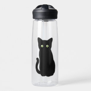 Black cat, cute kitten, spooktacular fun  water bottle