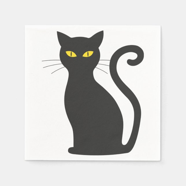 Black Cat Cute Napkin (Front)