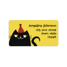 Black Cat Cute Return Address Label