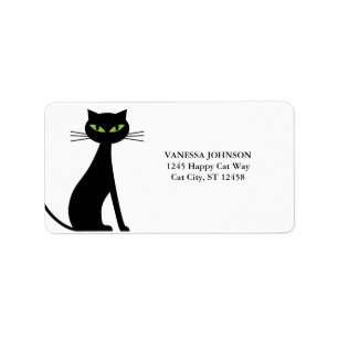 Black Cat Cute Return Address Labels