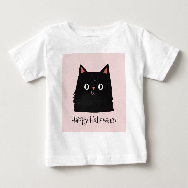 Black Cat Cute Witch Halloween Baby T-Shirt (Front)