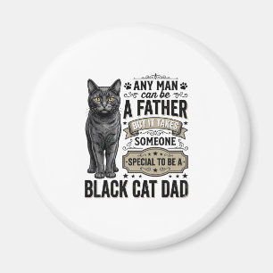 Black Cat Dad Vintage Engraving T-Shirt Design_1 Magnet