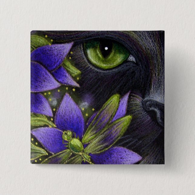 BLACK CAT & DARAGONFLY Button (Front)