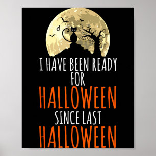 Black cat dead tree ready for halloween poster