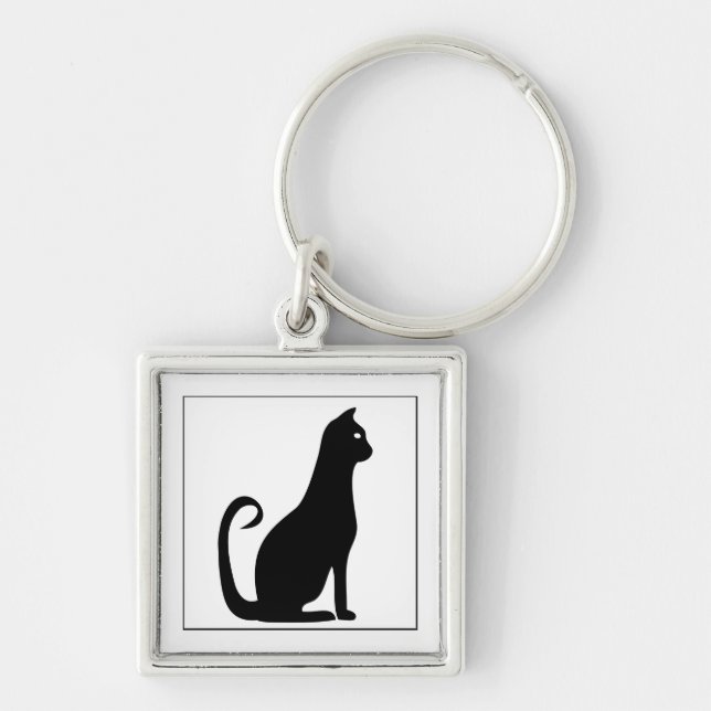 Black Cat Design Key Ring (Front)