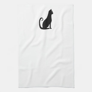 Black Cat Design Tea Towel