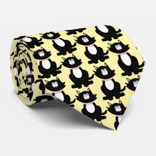 Black Cat Design Tie