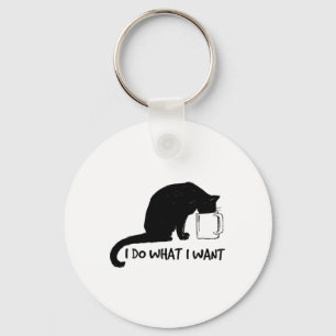 Black Cat Do What I Want Red Cup Funny My Cat  Key Ring
