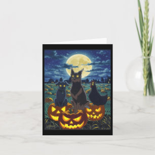 Black Cat Dog Chicken Halloween Pumpkin Spooky Card